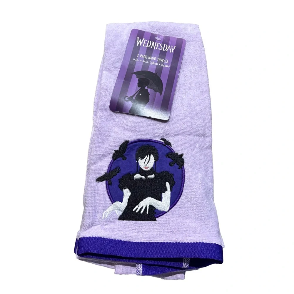 WEDNESDAY NWT 2pc 100% cotton hand towel set -lavender/purple -25x15